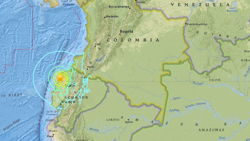 Registran sismo de magnitud 7.8 en Ecuador