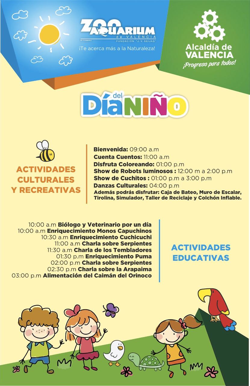 Alcaldía de Valencia invita a celebrar este domingo el Día del Niño en el ZooAquarium