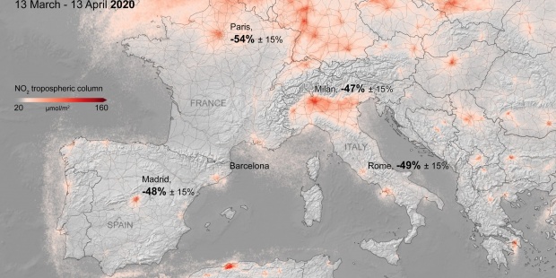 La contaminación del aire ha caído un 45-50 % en Europa con el confinamiento