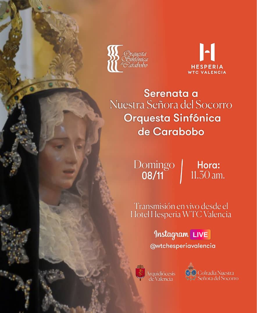 Sinfónica de Carabobo ofrecerá Serenata a la Virgen del Socorro en Hesperia WTC Valencia